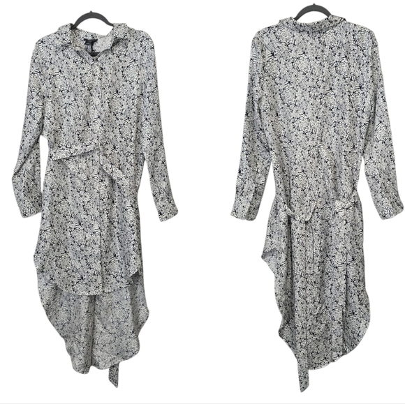 Thomas Wylde Dresses & Skirts - Thomas Wylde Wood Grain Silk Long Sleeve Asymmetric Hem Dress - Black & White
